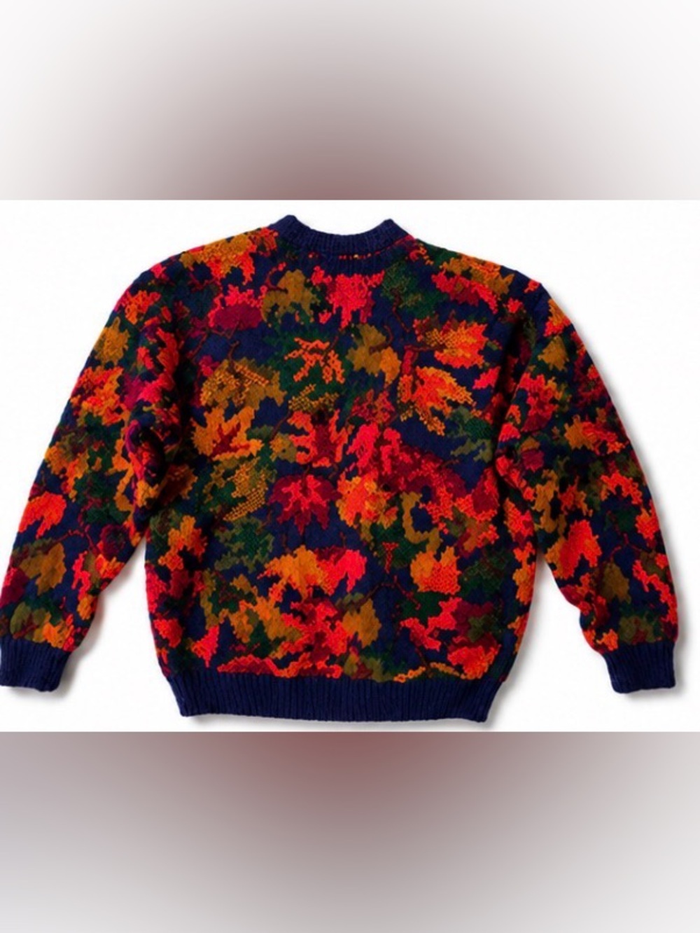 Vintage 80s Signatures by Northern Isles Hand Knit Fall Leaf Sweater Cottagecore - Picture 3 of 11